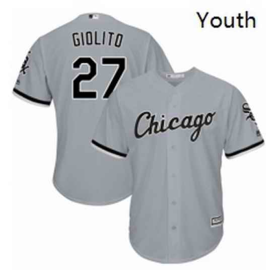 Youth Majestic Chicago White Sox 27 Lucas Giolito Authentic Grey Road Cool Base MLB Jersey